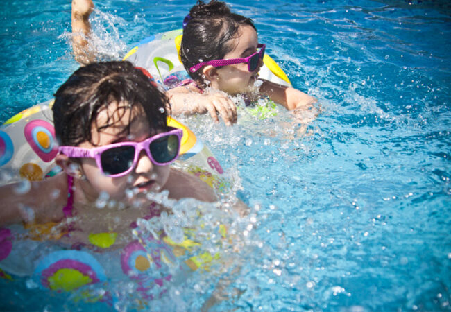 swimming-pool kids in swimming pool